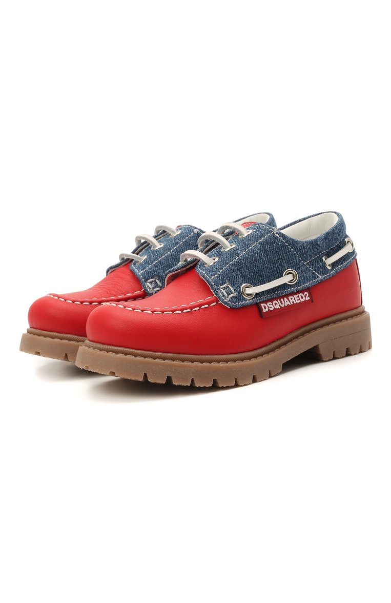 Детские кожаные дерби DSQUARED2 синего цвета, арт. 67090/KIPS/DENIM/18-27 | Фото 1 (Материал внутренний: Натуральная кожа; Региональные ограничения белый список (Axapta Mercury): RU; Мальчики Кросс-КТ: дерби; Нос: Не проставлено; Материал внешний: Натуральная кожа)