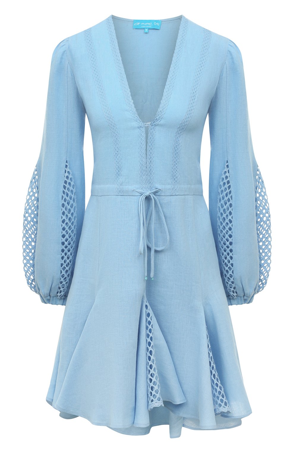 Льняное платье A MERE CO голубого цвета по цене 75700 руб., арт. AMC-RSS23-014SB, фото 1 Льняное платье A MERE CO, арт. AMC-RSS23-014SB, фото 1