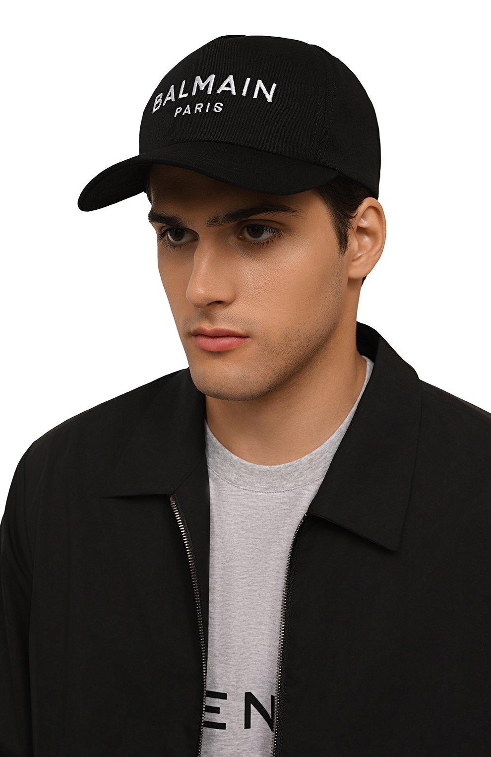 Хлопковая бейсболка BALMAIN черного цвета по цене 35150 руб., арт. DH1XA015/CB24, фото 2 Хлопковая бейсболка BALMAIN, арт. DH1XA015/CB24, фото 2