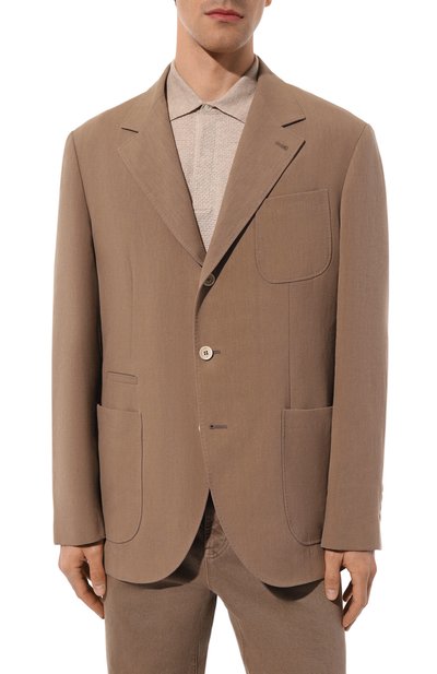 Льняной пиджак BRUNELLO CUCINELLI темно-бежевого цвета по цене 451500 руб., арт. MW4317BND, фото 5 Льняной пиджак BRUNELLO CUCINELLI, арт. MW4317BND, фото 5