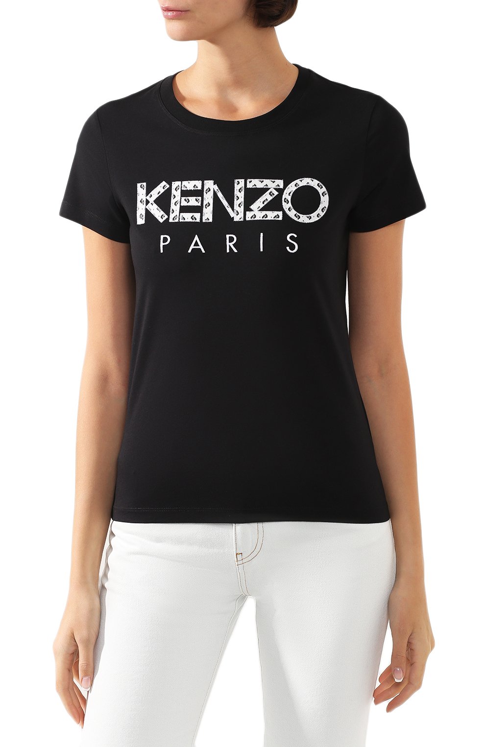 Хлопковая футболка KENZO черного цвета по цене 10300 руб., арт. FA52TS701990, фото 3 Хлопковая футболка KENZO, арт. FA52TS701990, фото 3
