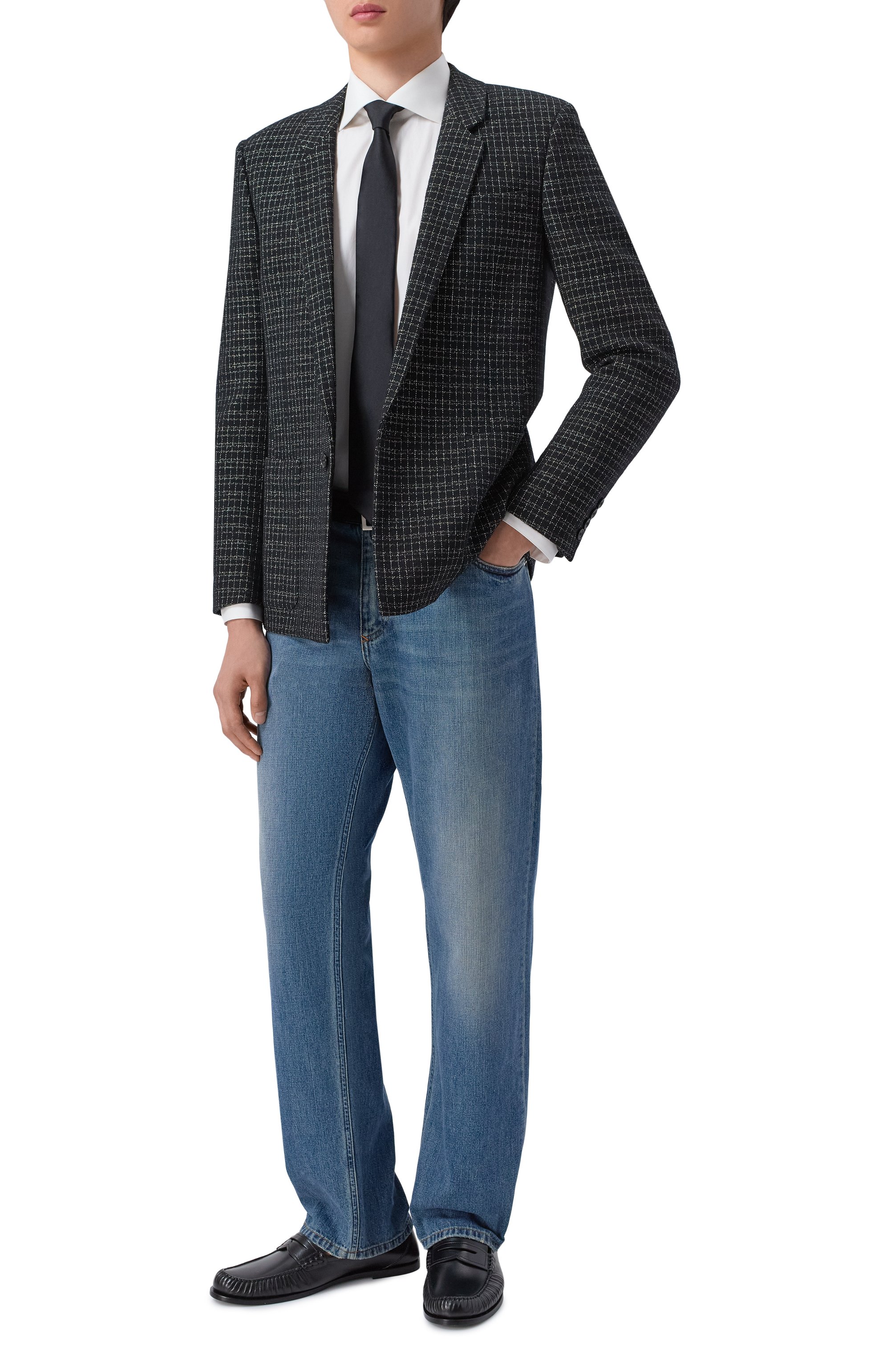 Пиджак из шерсти и вискозы SAINT LAURENT черного цвета по цене 263500 руб., арт. 644409/Y1C81, фото 2 Пиджак из шерсти и вискозы SAINT LAURENT, арт. 644409/Y1C81, фото 2
