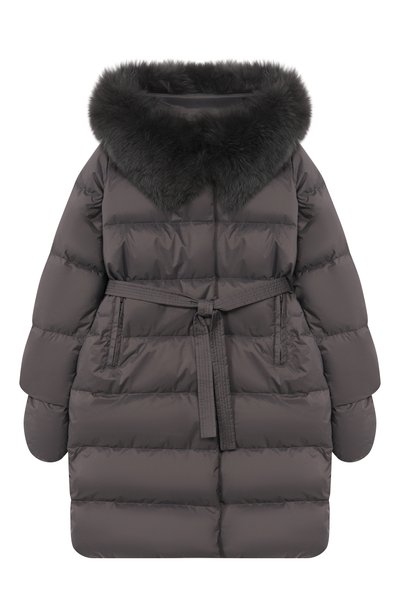 Пуховое пальто с отделкой из лисы YVES SALOMON ENFANT, арт. 25WEM920XXD0XW/8A-10A