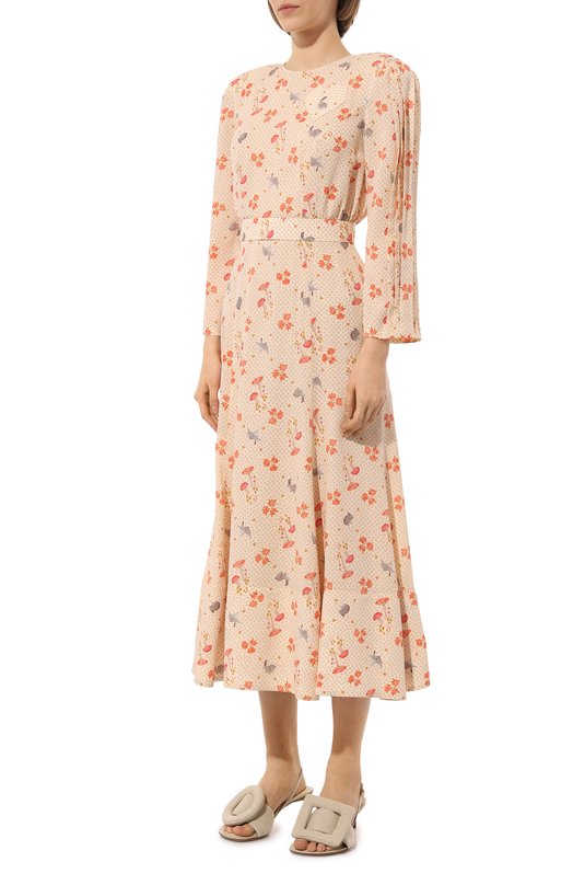 Шелковое платье Ulyana Sergeenko ABM017FW21P 2000т21 Кремовый  ABM017FW21P 2000т21 Фото 3