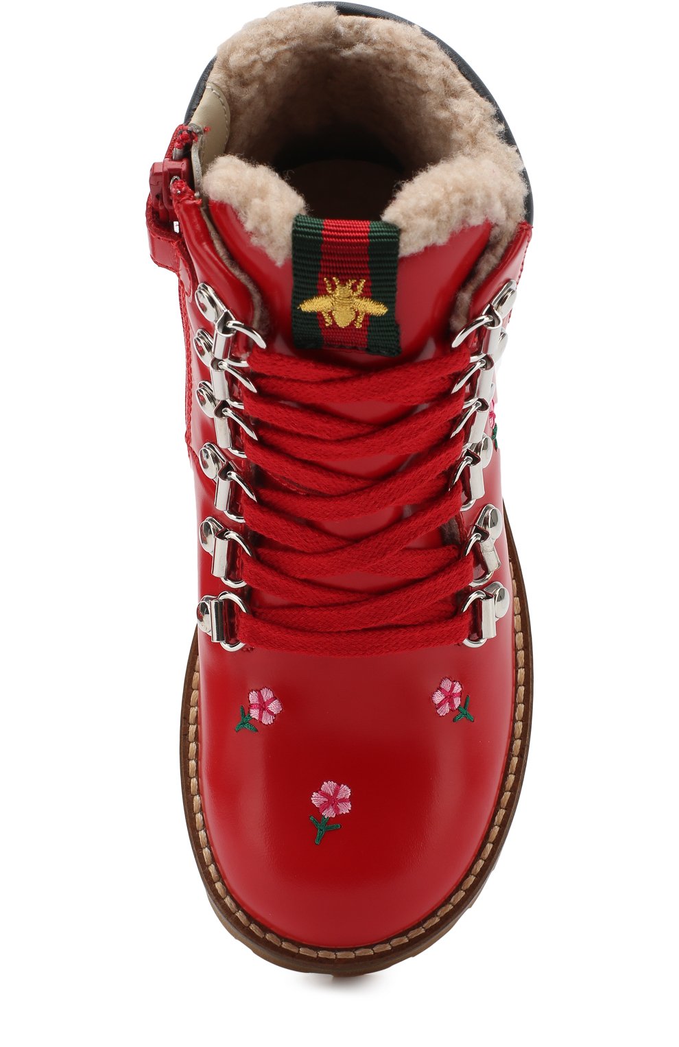 Кожаные ботинки с вышивками и молнией GUCCI, арт. 477509/D7330, фото 4