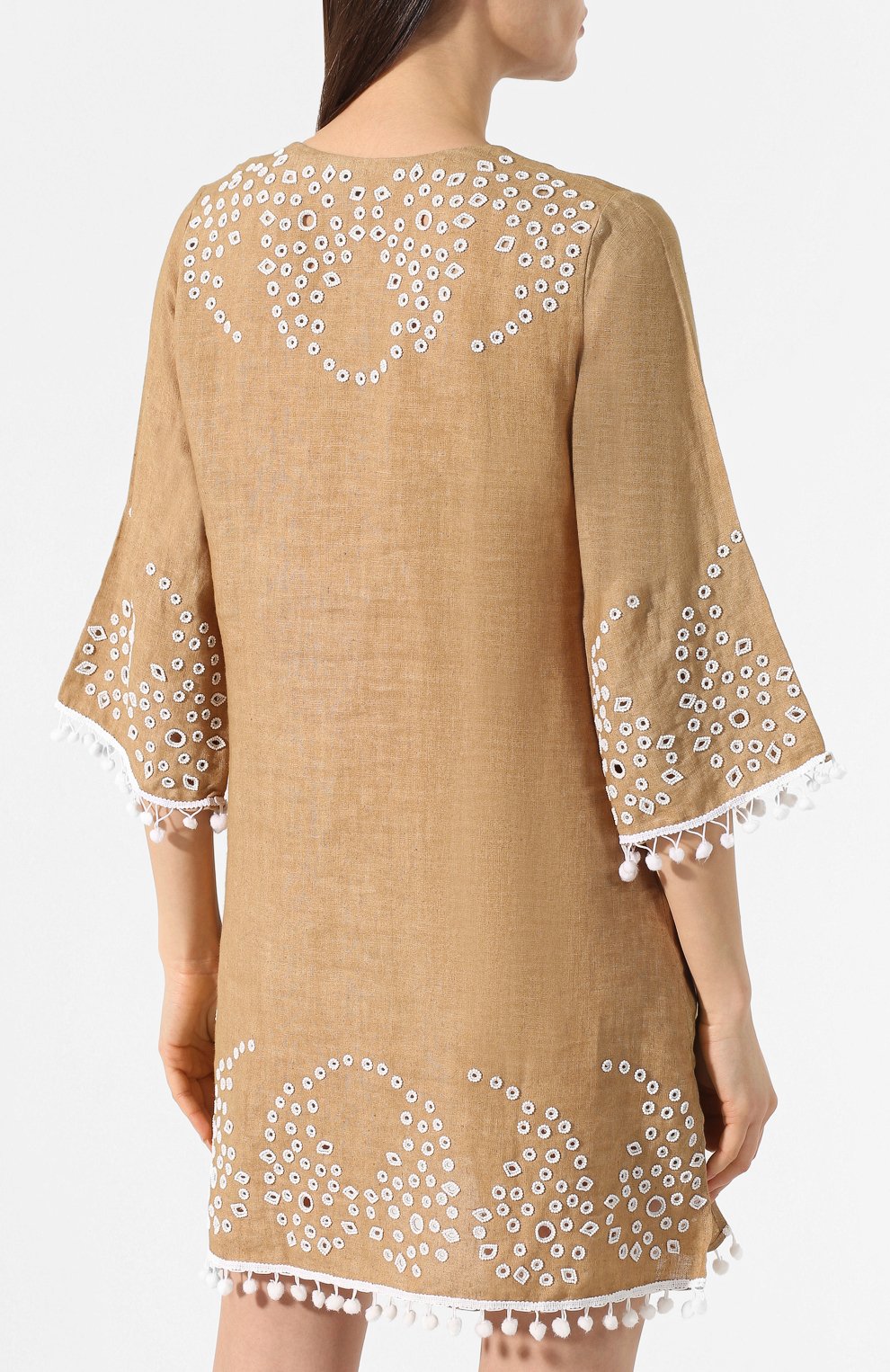 Льняная туника ESMERALDA RESORT бежевого цвета по цене 71800 руб., арт. KURTA P0M P0M DESIGN, фото 4 Льняная туника ESMERALDA RESORT, арт. KURTA P0M P0M DESIGN, фото 4