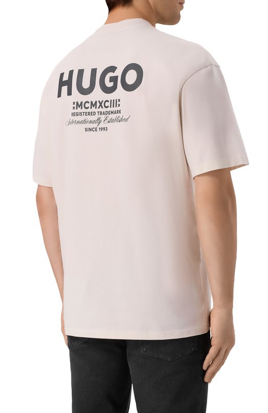 Хлопковая футболка HUGO Blue 50509776 Белый  50509776 Фото 4