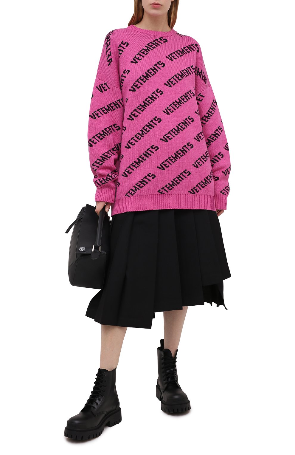 Свитер из хлопка и кашемира VETEMENTS фуксия цвета по цене 65750 руб., арт. UE51KN200P 1399/W, фото 2 Свитер из хлопка и кашемира VETEMENTS, арт. UE51KN200P 1399/W, фото 2