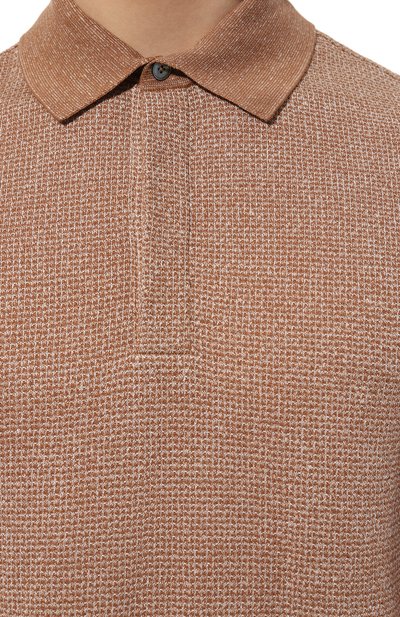 Поло из хлопка и льна ZEGNA, арт. UD372A7/D727, фото 5