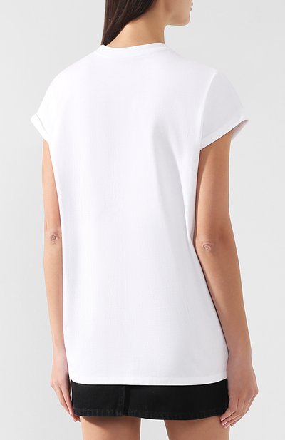 Хлопковая футболка BALMAIN белого цвета по цене 118500 руб., арт. RF11953/P001, фото 4 Хлопковая футболка BALMAIN, арт. RF11953/P001, фото 4