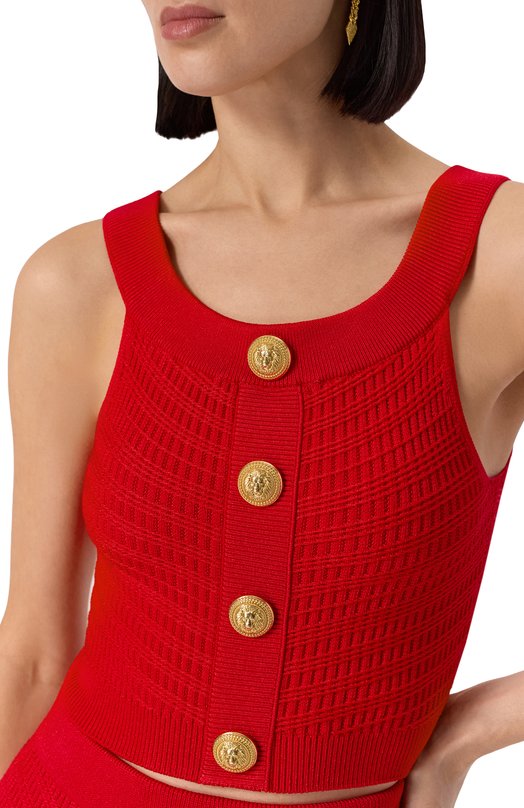 Топ из вискозы Balmain EF0AB426/KI42 Красный  EF0AB426/KI42 Фото 5