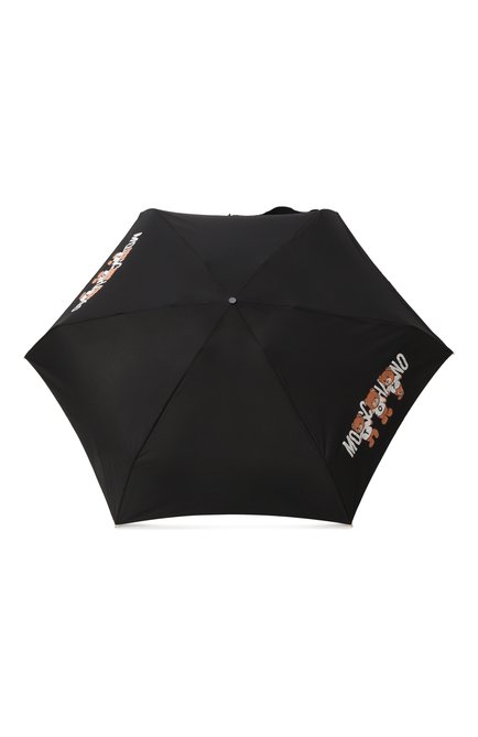 Женский складной зонт MOSCHINO черного цвета, арт. 8425 SUPERMINI | Фото 1 (Материал: Синтетический материал, Текстиль, Металл; Материал сплава: Проставлено; Нос: Не проставлено)