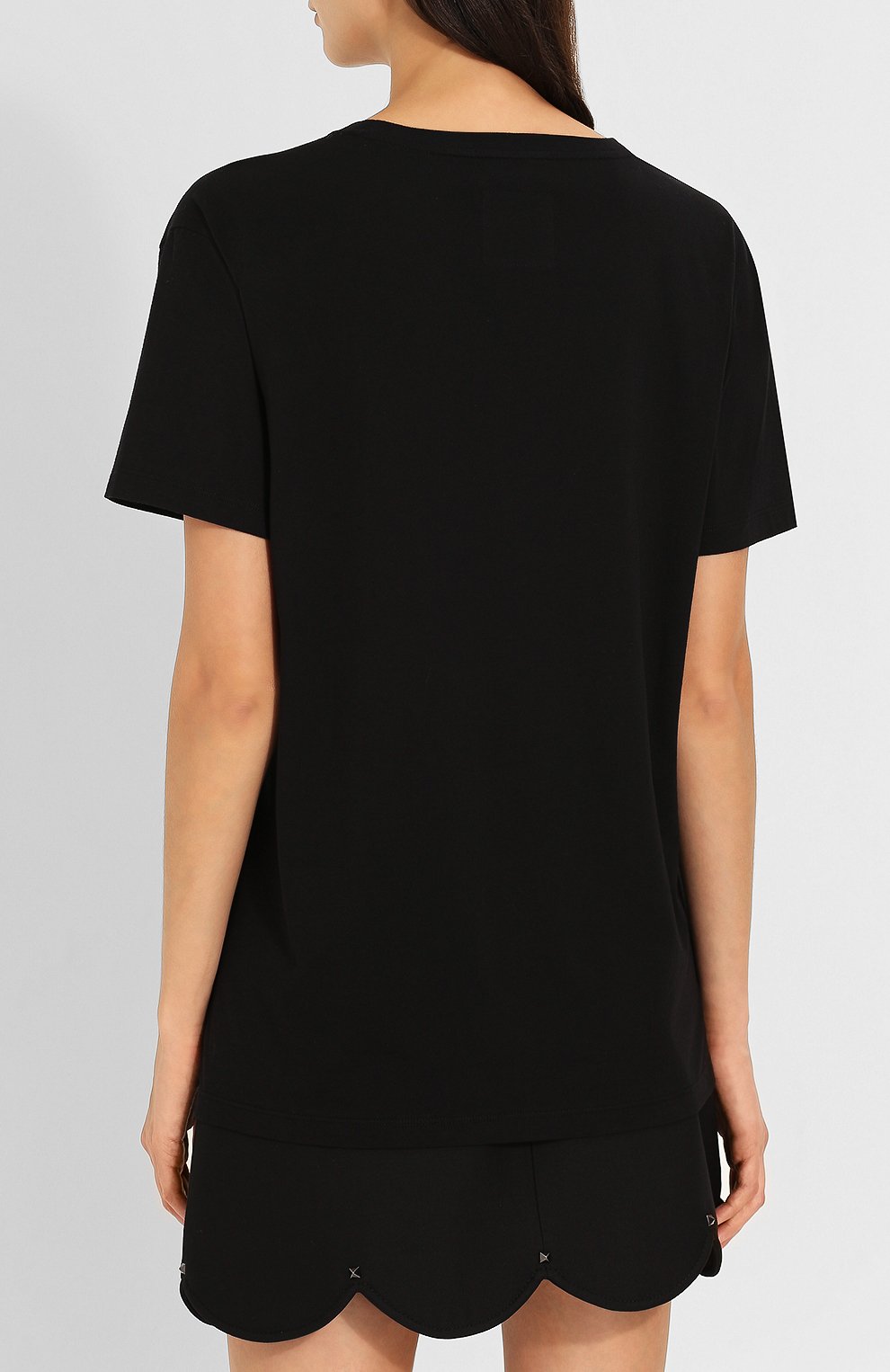 Хлопковая футболка с круглым вырезом и декоративной отделкой VALENTINO, арт. QB3MG07B3UC, фото 4