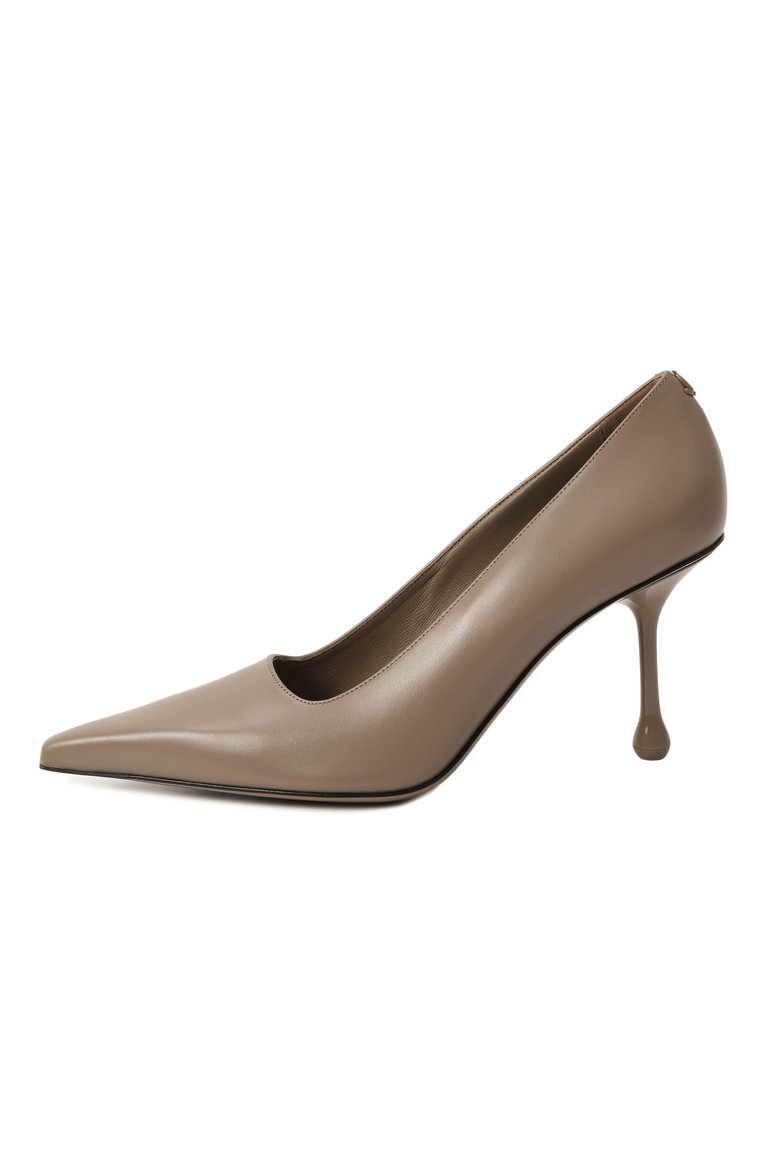 Женские кожаные туфли ixia 80 JIMMY CHOO темно-бежевого цвета, арт. IXIA 80/CLF | Фото 4 (Материал сплава: Проставлено; Каблук тип: Шпилька; Подошва: Плоская; Материал внутренний: Натуральная кожа; Каблук высота: Высокий; Материал внешний: Натуральная кожа; Драгоценные камни: Проставлено)