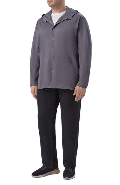 Хлопковая рубашка KITON темно-серого цвета по цене 89950 руб., арт. UMCPETEH09665, фото 2 Хлопковая рубашка KITON, арт. UMCPETEH09665, фото 2