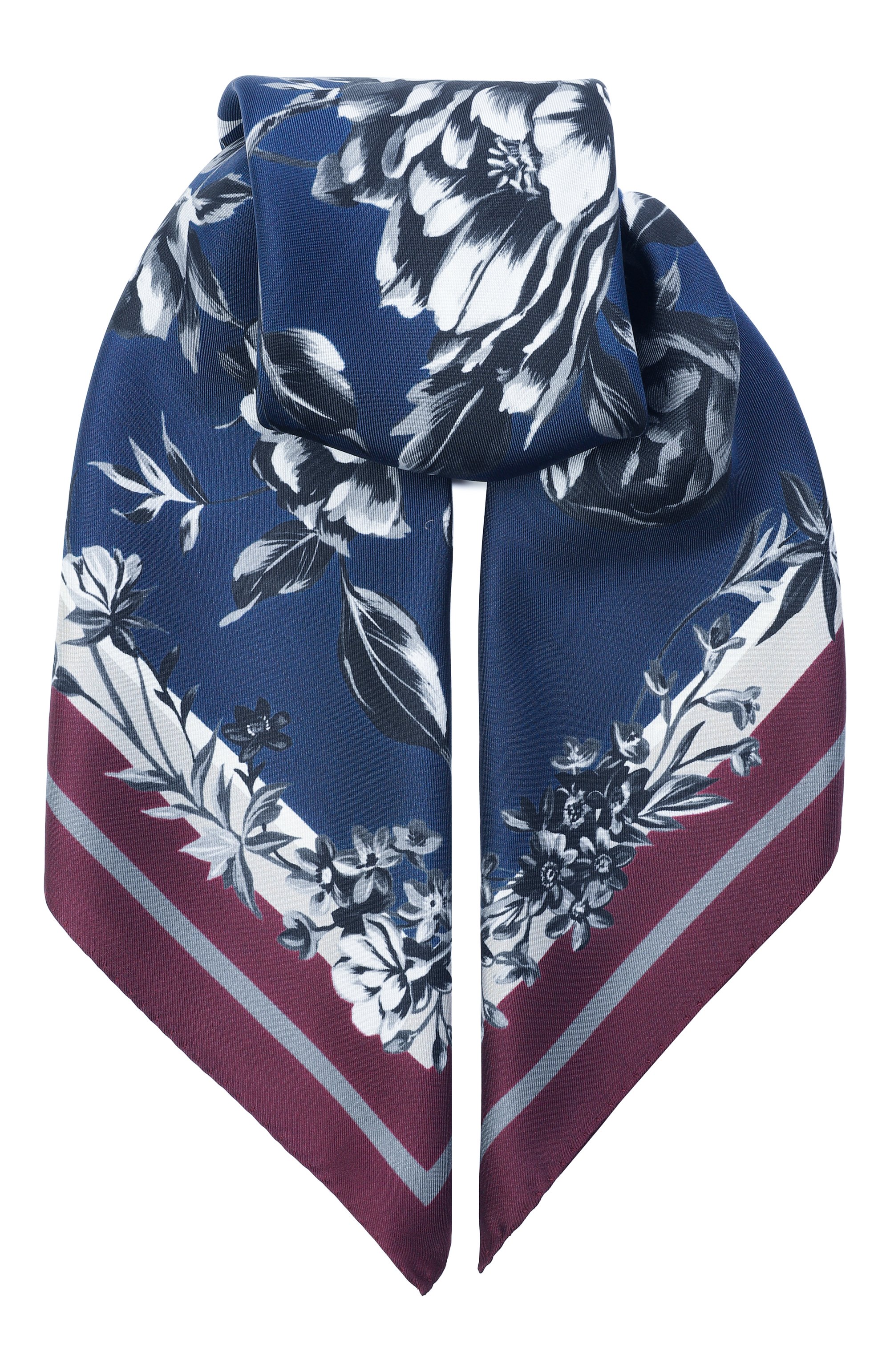 Шелковый платок DOLCE & GABBANA синего цвета по цене 56500 руб., арт. GQ348E/G0TJB, фото 1 Шелковый платок DOLCE & GABBANA, арт. GQ348E/G0TJB, фото 1