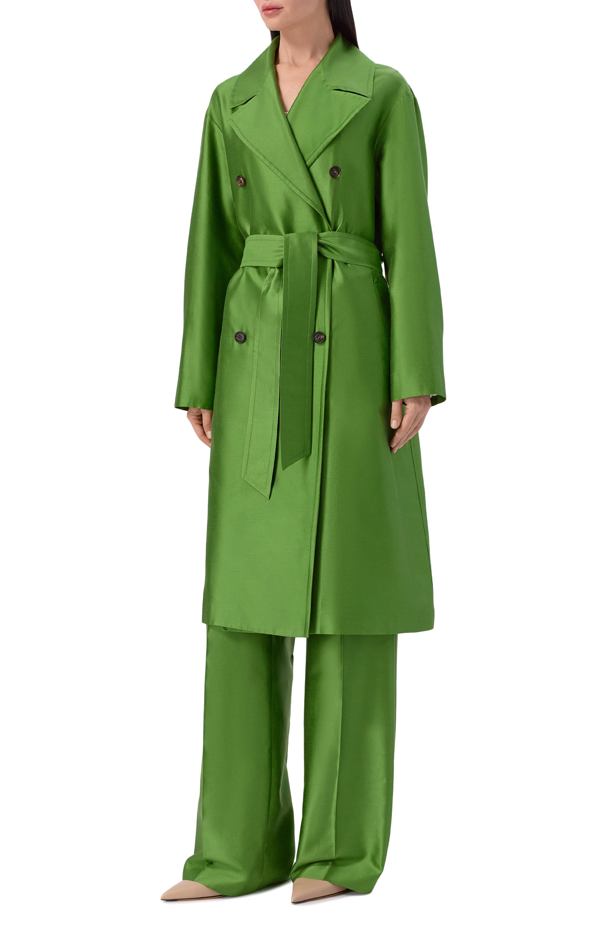 Плащ из хлопка и шелка KITON зеленого цвета по цене 699500 руб., арт. D61615K09R19, фото 3 Плащ из хлопка и шелка KITON, арт. D61615K09R19, фото 3