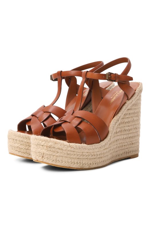 Кожаные босоножки Espadrille Saint Laurent 611924/BDA00 Коричневый 611924/BDA00