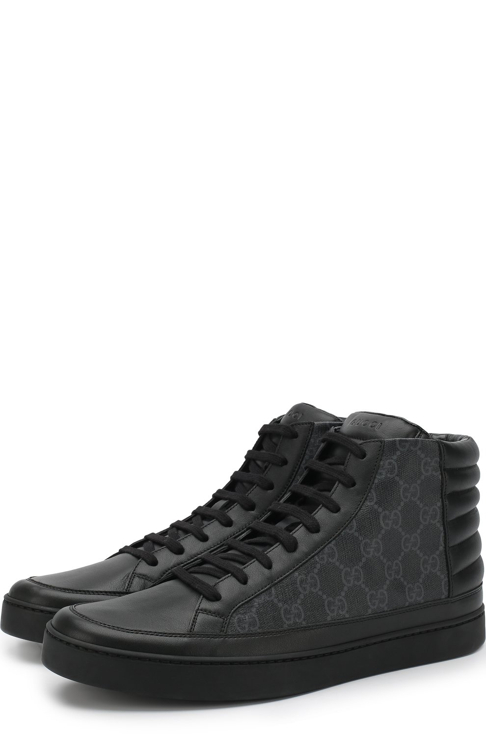 Высокие кожаные кеды gg supreme на шнуровке GUCCI, арт. 433717/A9LN0, фото 1