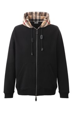 Мужской хлопковая толстовка BURBERRY черного цвета, арт. 8060705 | Фото 1 (Длина (для топов): Стандартные; Материал сплава: Проставлено; Драгоценные камни: Проставлено; Рукава: Длинные; Мужское Кросс-КТ: Толстовка-одежда; Стили: Кэжуэл; Материал внешний: Хлопок)