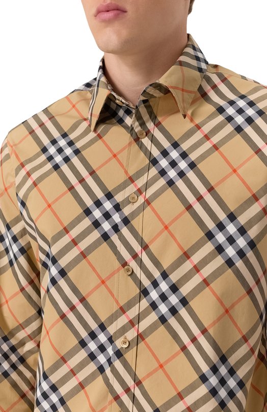 Хлопковая рубашка Burberry 8106165 Бежевый  8106165 Фото 5