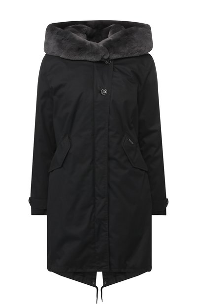 Хлопковая парка с капюшоном из меха кролика WOOLRICH, а рт. WWCPS2629/LM10, фото 1