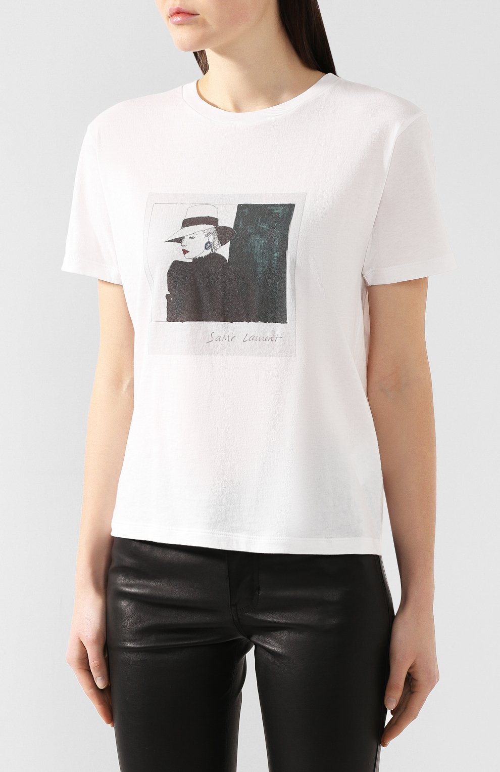 Хлопковая футболка SAINT LAURENT белого цвета по цене 44950 руб., арт. 551370/YBBG2, фото 3 Хлопковая футболка SAINT LAURENT, арт. 551370/YBBG2, фото 3