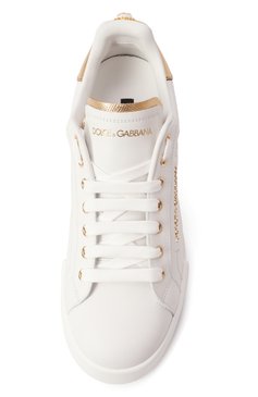 Женские кожаные кеды portofino DOLCE & GABBANA белого цвета, арт. CK1602/AN298 | Фото 6 (Материал внутренний: Натуральная кожа; Подошва: Платформа; Статус проверки: Проверена категория; Материал утеплителя: Без утеплителя; Региональные ограничения белый список (Axapta Mercury): RU; Стили: Кэжуэл; Драгоценные камни: Проставлено; Материал сплава: Проставлено; Материал внешний: Натуральная кожа; Кросс-КТ: Низкие)