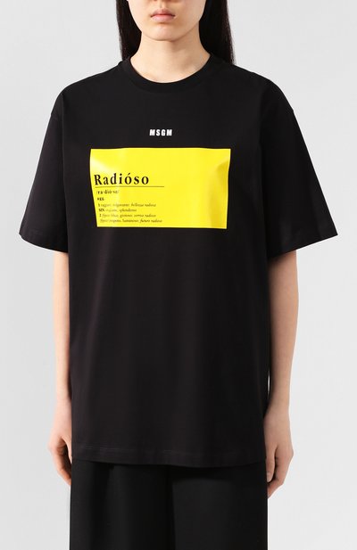 Хлопковая футболка MSGM черного цвета по цене 15150 руб., арт. 2842MDM204 207498, фото 3 Хлопковая футболка MSGM, арт. 2842MDM204 207498, фото 3