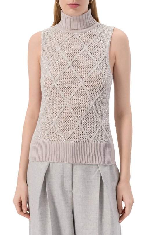 Топ с отделкой пайетками D.Exterior 61636 Бежевый  61636 Фото 3