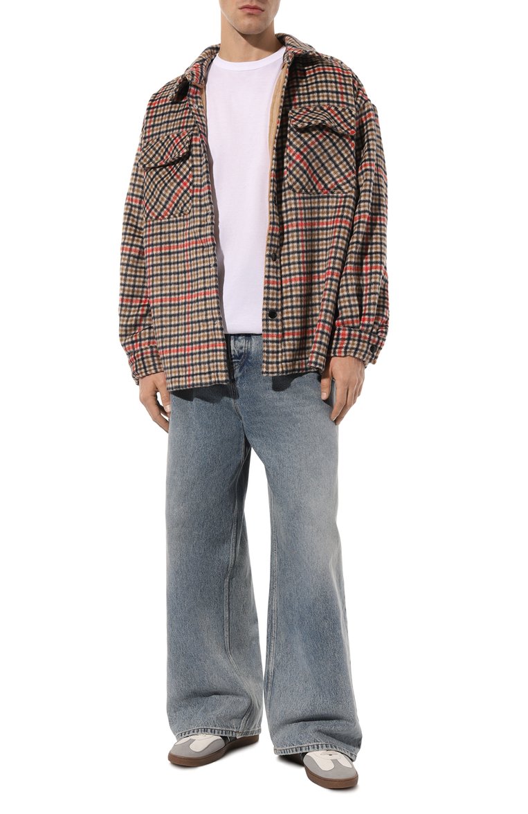 Мужская шерстяная куртка-рубашка LANEUS разноцветного цвета, арт. CMU53 | Фото 2 (Кросс-КТ: Куртка; Мужское Кросс-КТ: шерсть и кашемир, Куртка-рубашка; Материал внешний: Шерсть; Рукава: Длинные; Материал сплава: Проставлено; Драгоценные камни: Проставлено; Длина (верхняя одежда): Короткие; Стили: Кэжуэл)