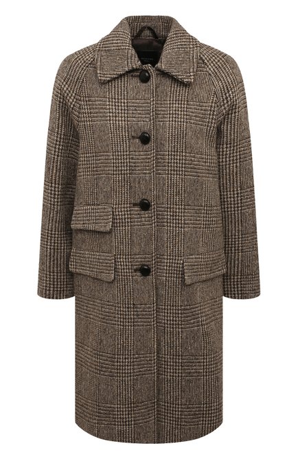 Женское шерстяное пальто WEEKEND MAX MARA светло-коричневого цвета, арт. PIT0NE | Фото 1 (Материал подклада: Синтетический материал, Вискоза; Драгоценные камни: Проставлено; Длина (верхняя одежда): До середины бедра; Рукава: Длинные; Материал сплава: Проставлено; Материал внешний: Шерсть)