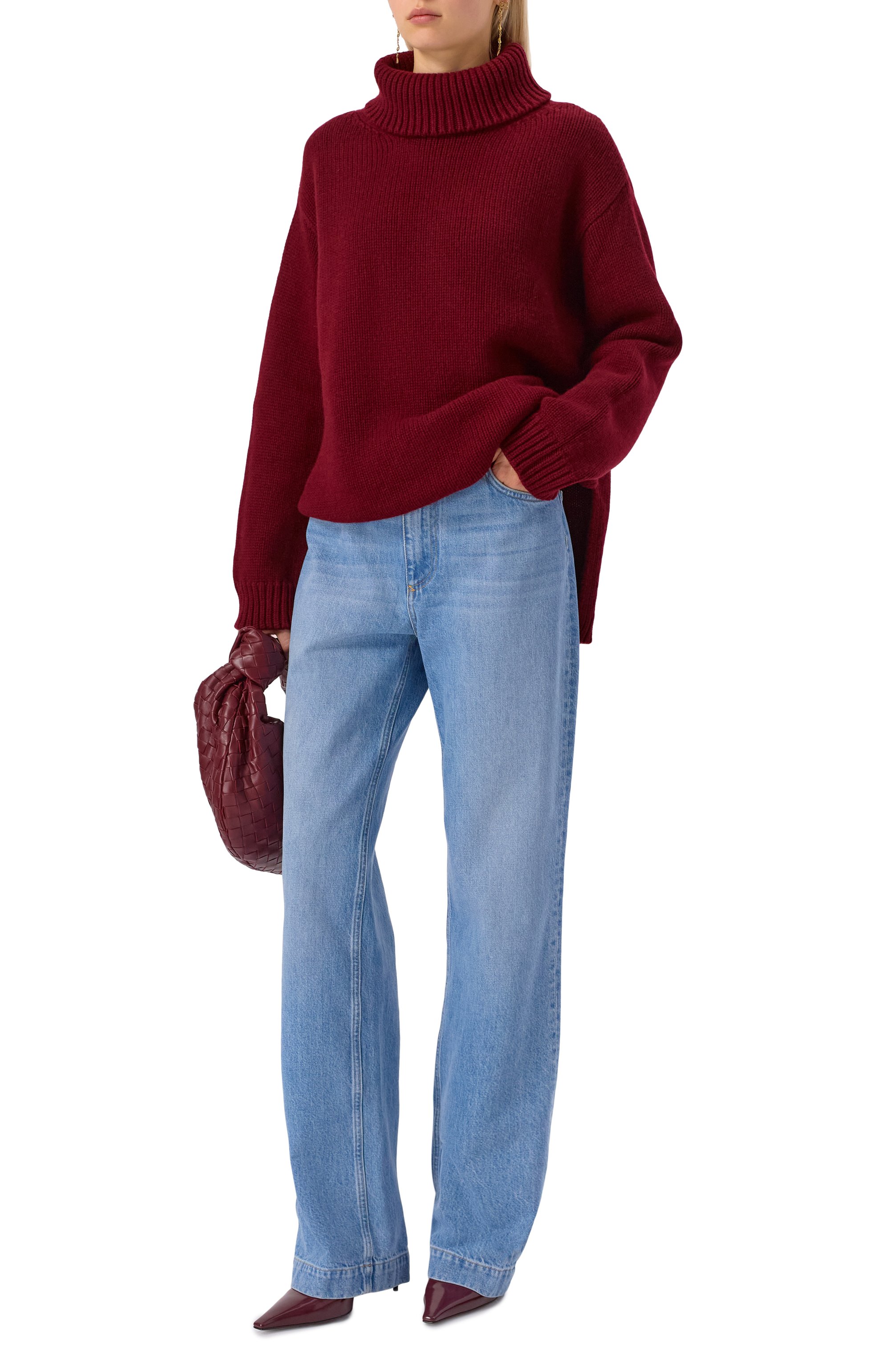 Свитер из шерсти и кашемира ELIE SAAB бордового цвета по цене 299500 руб., арт. T0230NF25/W0007, фото 2 Свитер из шерсти и кашемира ELIE SAAB, арт. T0230NF25/W0007, фото 2