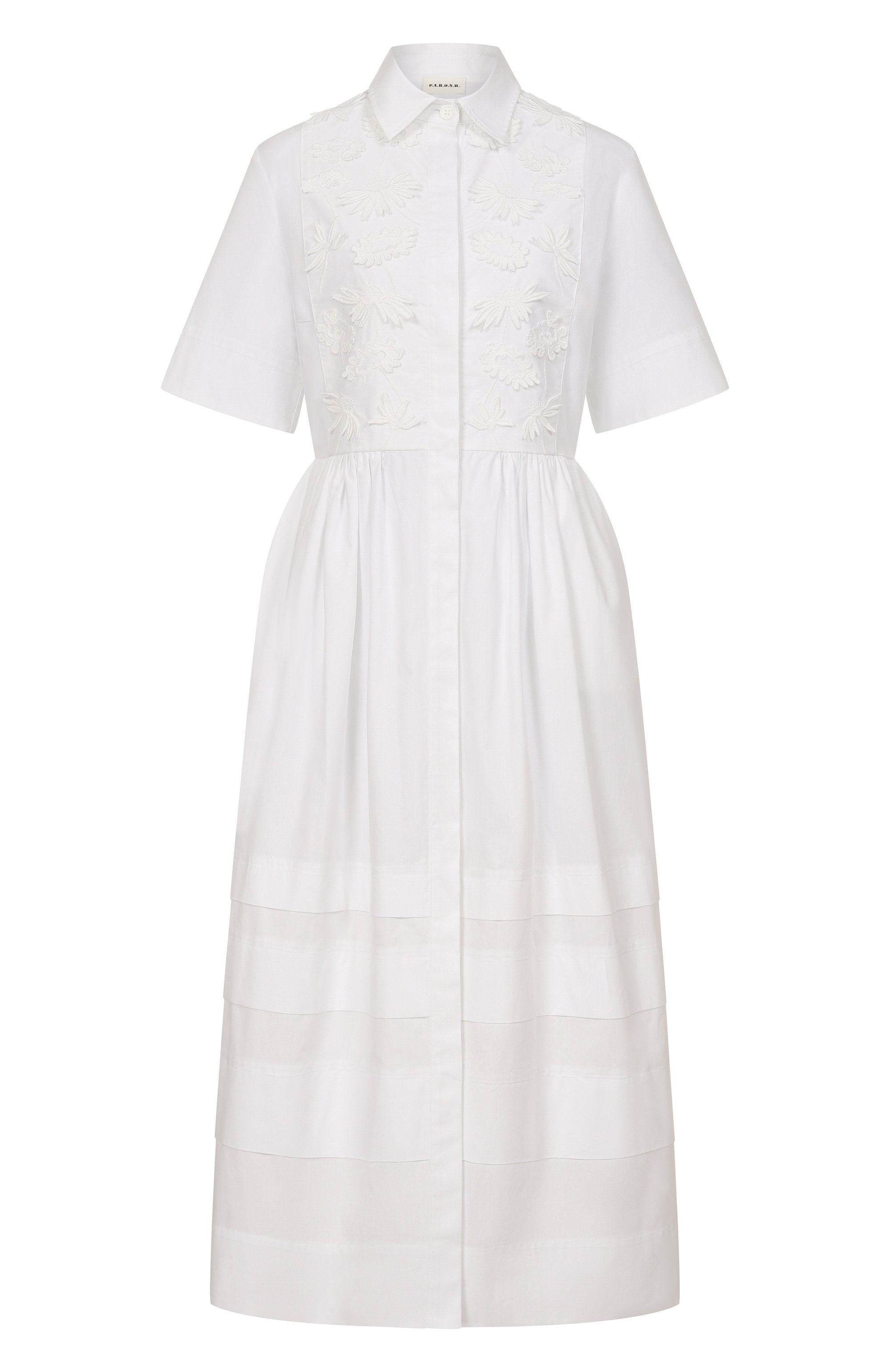 Хлопковое платье P.A.R.O.S.H. белого цвета по цене 94450 руб., арт. D726107/CUB026, фото 1 Хлопковое платье P.A.R.O.S.H., арт. D726107/CUB026, фото 1