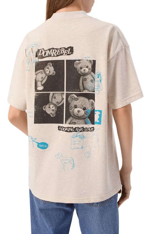 Хлопковая футболка DOMREBEL HIGH L0W T-SHIRT Кремовый  HIGH L0W T-SHIRT Фото 4