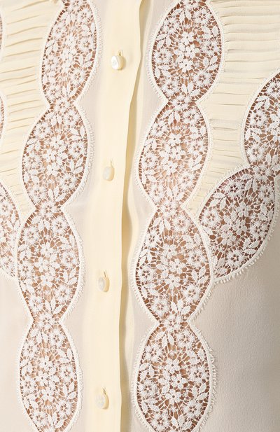 Шелковая блуза с кружевной вставкой CHLOÉ, арт. CHC18AHT10004, фото 5