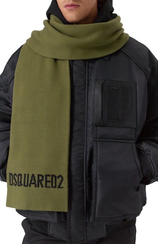 Шерстяной шарф Dsquared2 KNM0164/01W04328 Хаки  KNM0164/01W04328 Фото 2