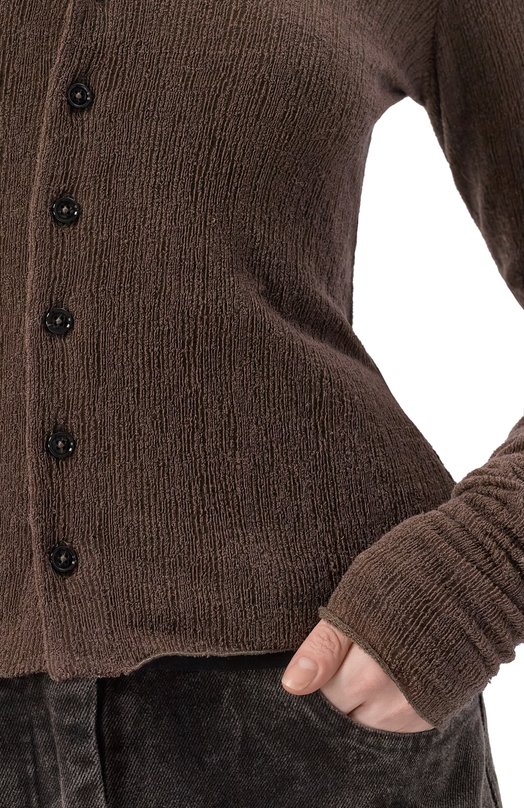 Шерстяная рубашка Ann Demeulemeester B0013581/FA619 Коричневый  B0013581/FA619 Фото 5