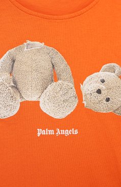 Детская хлопковая футболка PALM ANGELS оранжевого цвета, арт. PBAA001F22JER0012060 | Фото 3 (Девочки Кросс-КТ: футболка-одежда; Рукава: Короткие; Материал сплава: Проставлено; Материал внешний: Хлопок; Драгоценные камни: Проставлено; Ростовка одежда: 10 - 11 лет | 140 - 146см, 12 лет | 152 см, 4 года | 104 см, 6 лет | 116 см, 8 лет | 128 см)