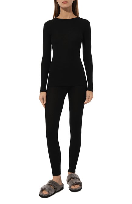Женская лонгслив из шерсти и шелка ZIMMERLI черного цвета, арт. 370-53020 | Фото 2 (Нос: Не проставлено; Материал внешний: Шелк, Шерсть; Материал сплава: Проставлено)