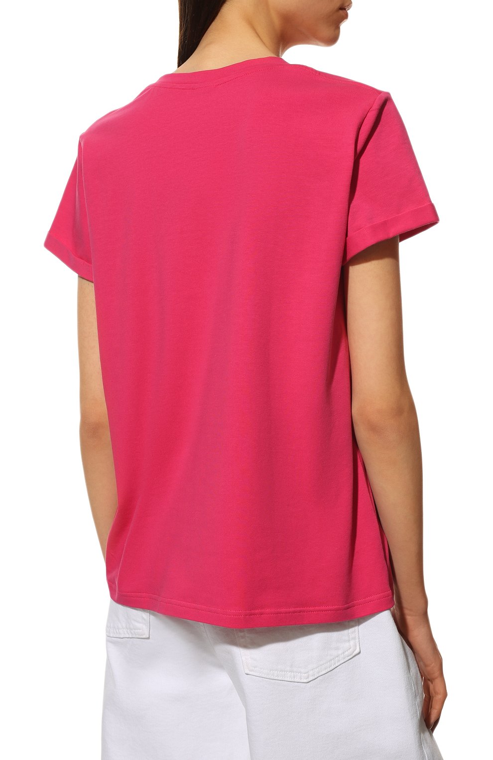 Хлопковая футболка SEVEN LAB фуксия цвета по цене 8190 руб., арт. T MNC-G01 fuchsia, фото 4 Хлопковая футболка SEVEN LAB, арт. T MNC-G01 fuchsia, фото 4