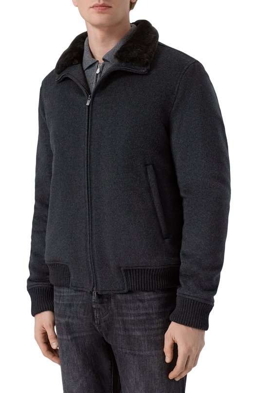 Бомбер с воротником из бобра Andrea Campagna M0D.TIBERI0/ZEUS_SET Серый  M0D.TIBERI0/ZEUS_SET Фото 3