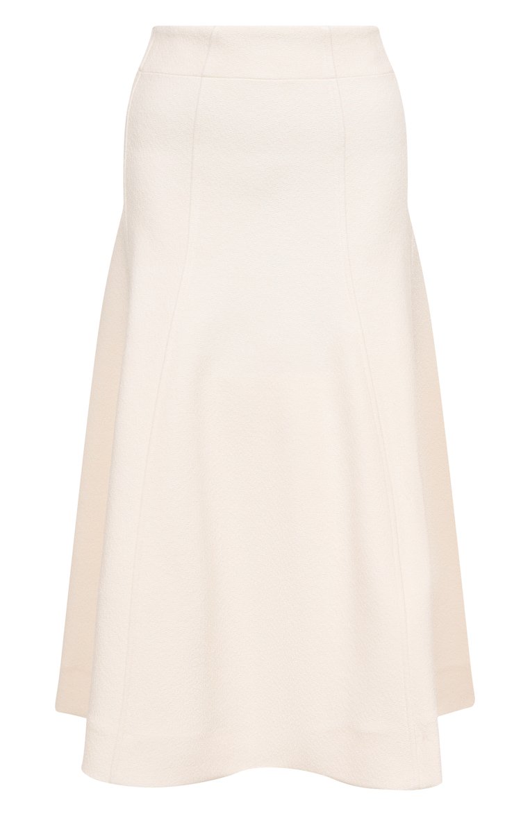 Женская юбка JIL SANDER кремового цвета, арт. J02MA0258/J20232 | Фото 1 (Материал внешний: Вискоза, Синтетический материал; Длина Ж (юбки, платья, шорты): Миди; Стили: Минимализм; Кросс-КТ: костюм)