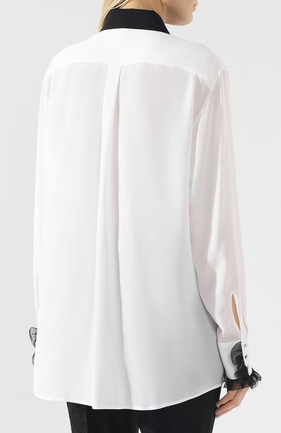 Шелковая блузка DOLCE & GABBANA черно-белого цвета по цене 153500 руб., арт. F5K15T/FU1HS, фото 4 Шелковая блузка DOLCE & GABBANA, арт. F5K15T/FU1HS, фото 4