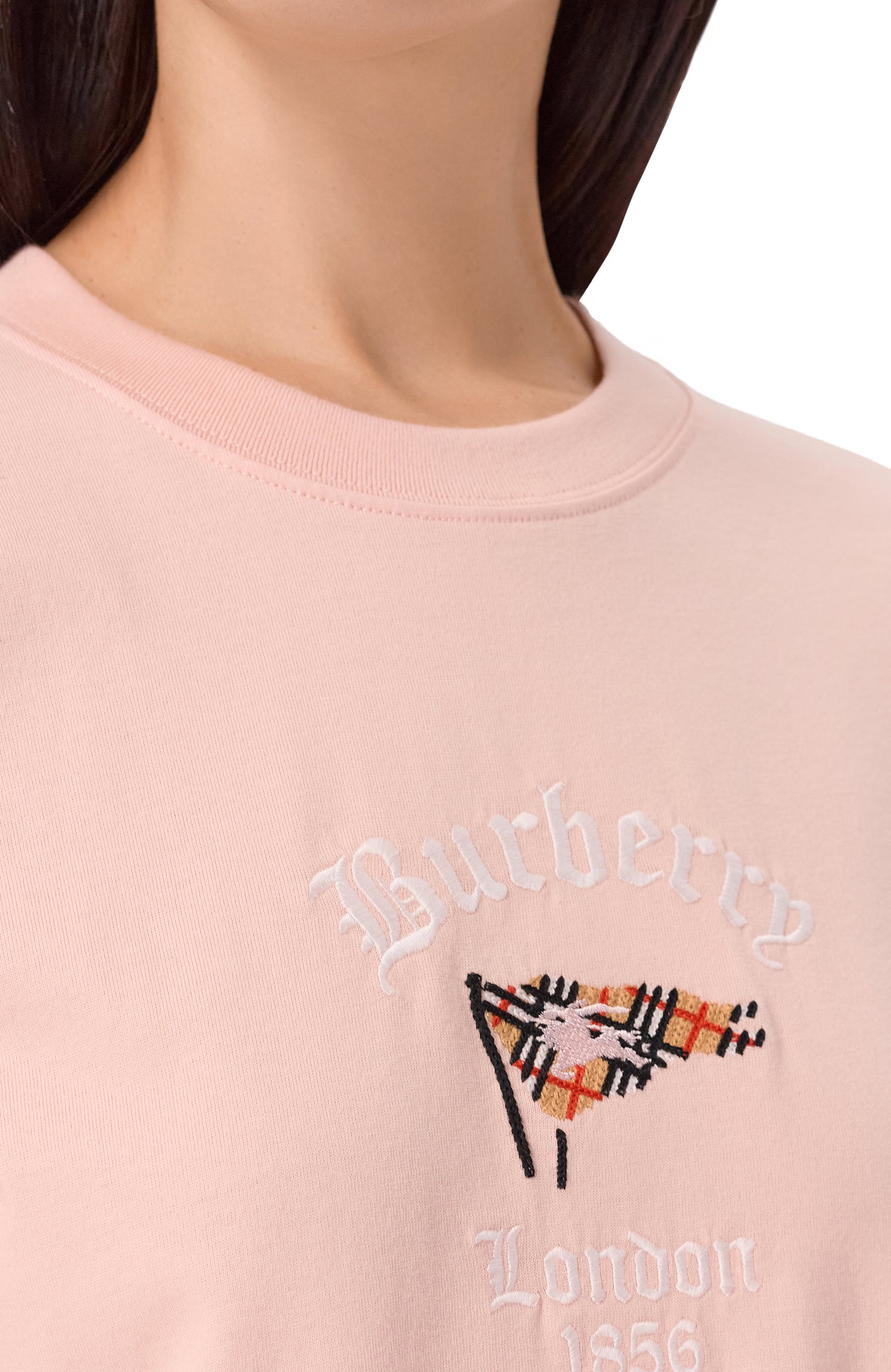 Хлопковая футболка BURBERRY розового цвета по цене 69950 руб., арт. 8128207, фото 5 Хлопковая футболка BURBERRY, арт. 8128207, фото 5