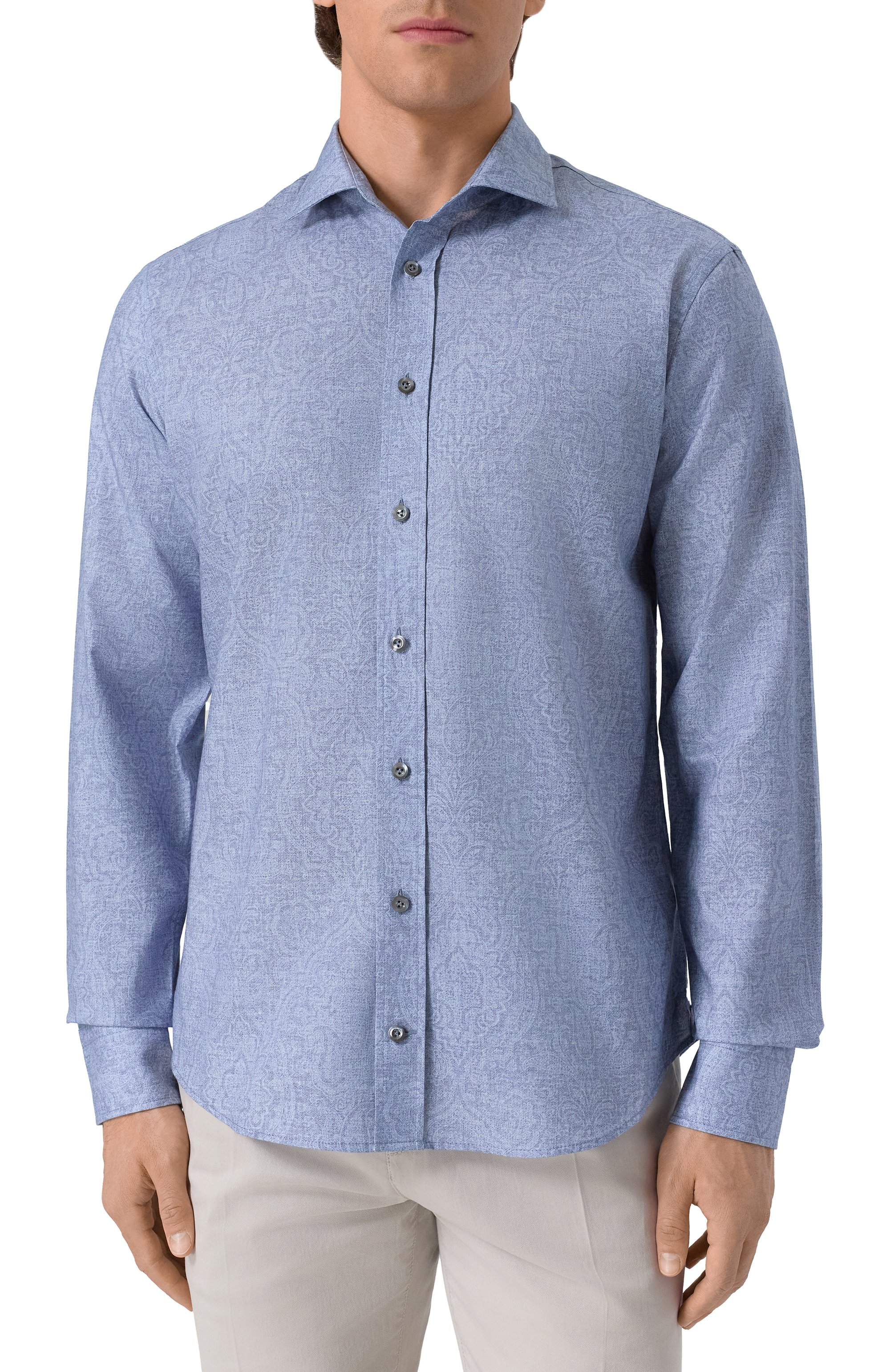 Хлопковая рубашка VAN LAACK голубого цвета по цене 28900 руб., арт. VL-RIK0S2-SFK/170375, фото 3 Хлопковая рубашка VAN LAACK, арт. VL-RIK0S2-SFK/170375, фото 3