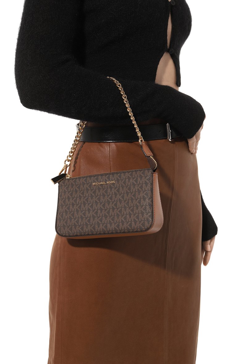 Женская сумка jet set medium MICHAEL MICHAEL KORS коричневого цвета, арт. 32F1GJ6W6B | Фото 2 (Размер: medium; Материал: Экокожа)