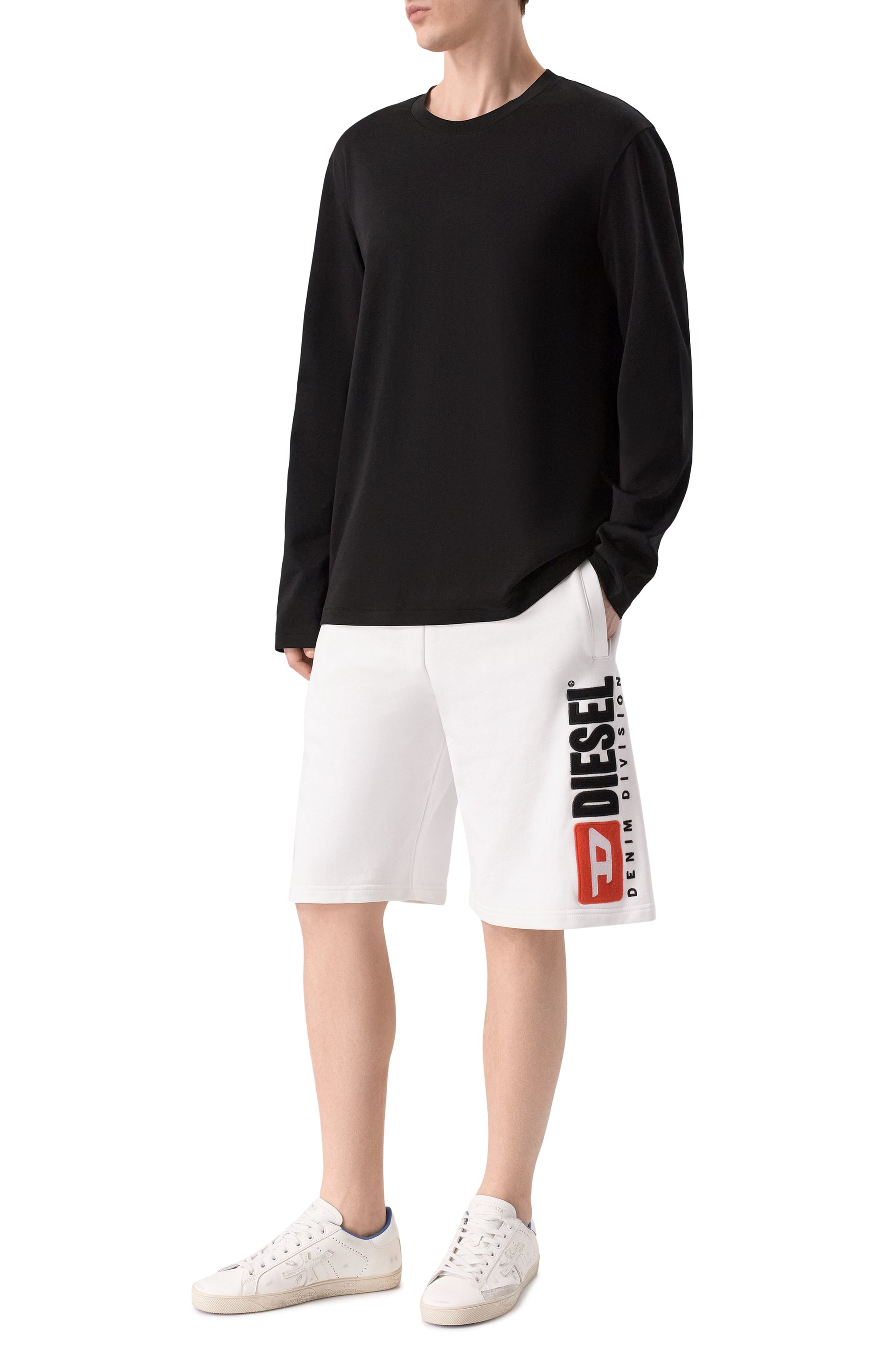 Хлопковые шорты DIESEL белого цвета по цене 15450 руб., арт. A20027/0GEAD, фото 2 Хлопковые шорты DIESEL, арт. A20027/0GEAD, фото 2