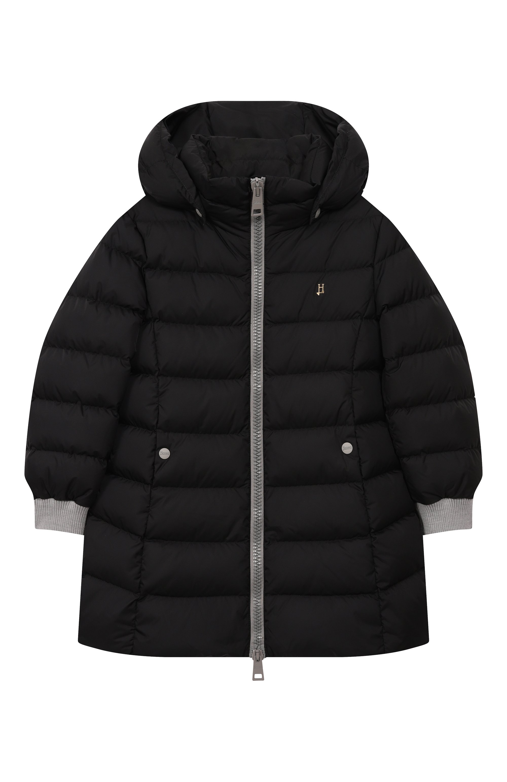 Пуховое пальто HERNO черного цвета по цене 63250 руб., арт. PI000186G/12004Z, фото 1 Пуховое пальто HERNO, арт. PI000186G/12004Z, фото 1