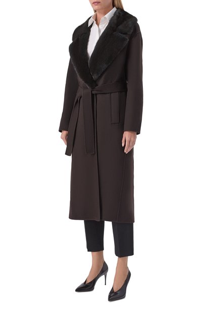 Кашемировое пальто с отделкой из норки KITON, арт. D62682K05I38, фото 3